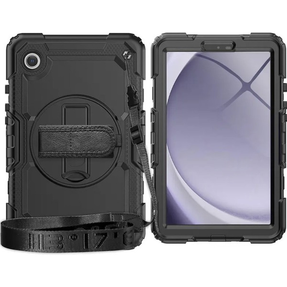 Clemon Samsung Tab A9 Plus X210 11 Inç Uyumlu Kılıf Defender Askılı Zırh Tank Tablet Arka Kapak - Siyah Tablet Kılıfı Fiyatı