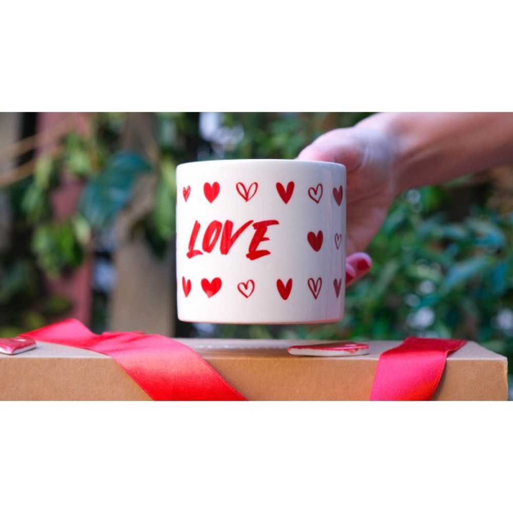 Clicksy Aşk Temalı Love Yazılı Kalp Desenli Kupa Bardak - Beyaz - Krem - Kırmızı Oto Boyaları Fiyatı