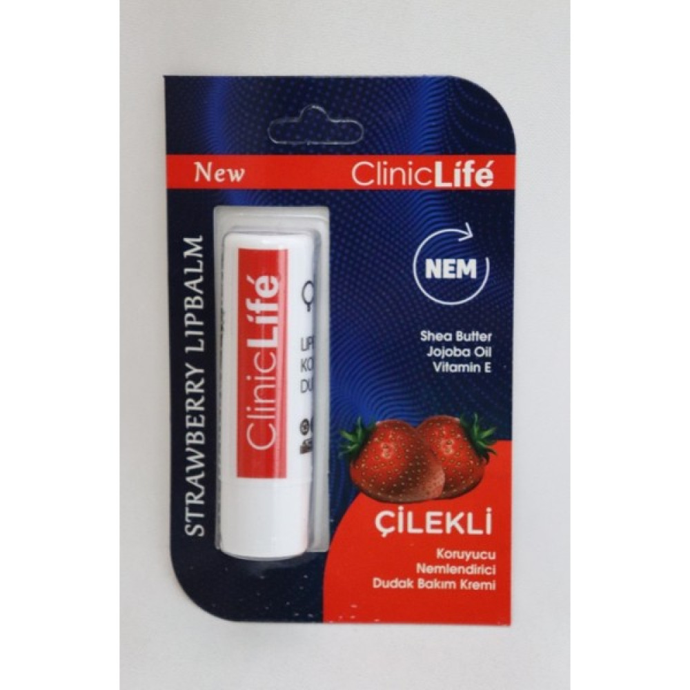 Clinic Life Dudak Bakım Kremi 4,8gr, Doğal Yağlar ile Çilekli Dudak Bakımı Nem Strawberry Lip Balm - ÇİLEKLİ Dudak Bakımı / Koruyucu Fiyatı