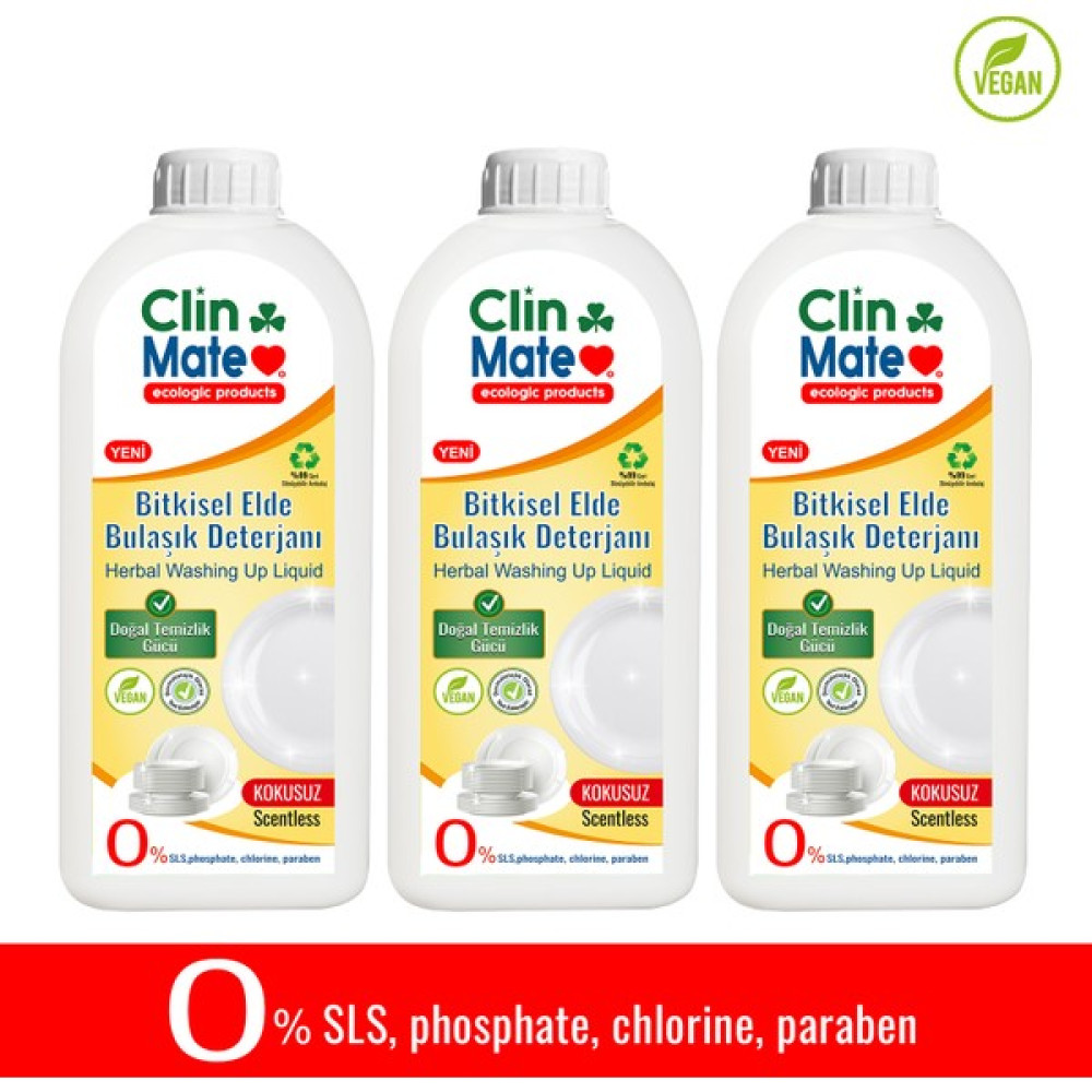 Clinmate 3'lü Set Yeni Clinmate Ekolojik Bitkisel Elde Bulaşık Deterjanı Kokusuz 750 ml - 2,2 lt Oto Boyaları Fiyatı