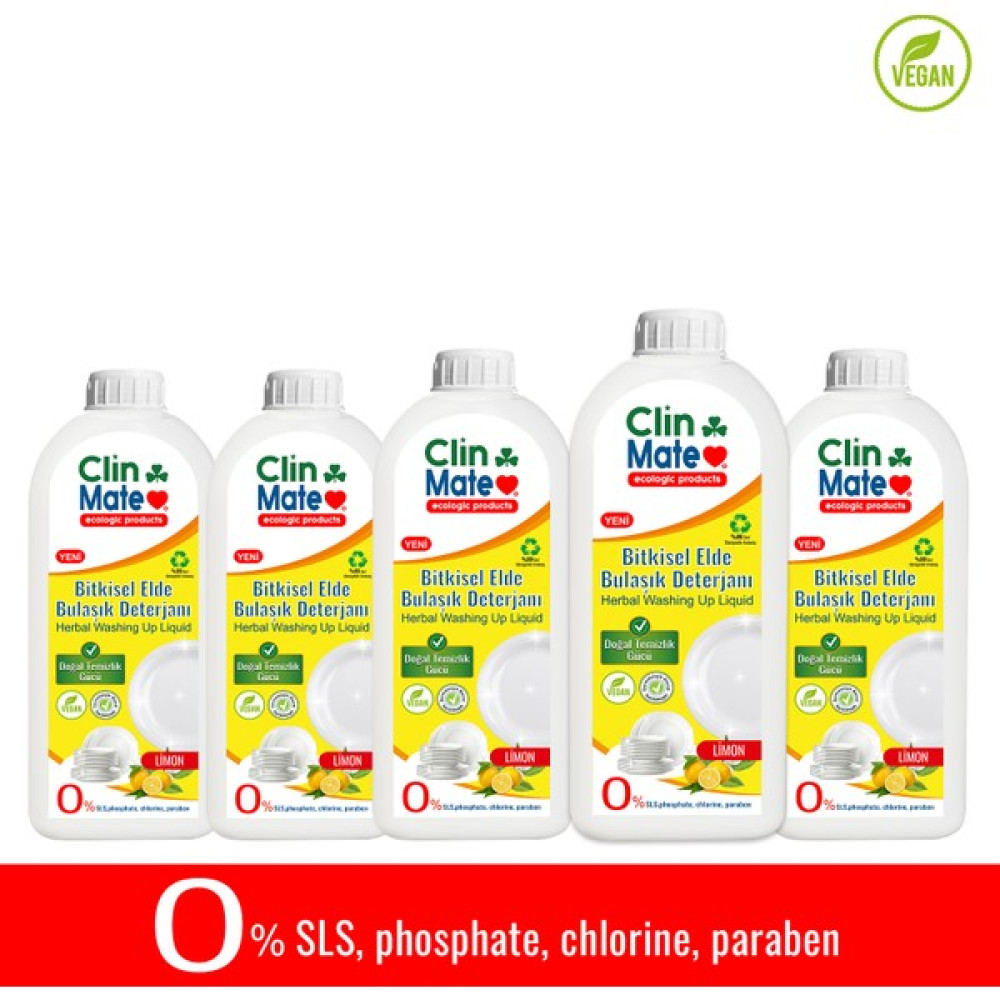 Clinmate 5'li Set Yeni Clinmate Ekolojik Bitkisel Elde Bulaşık Deterjanı Limon 750 ml Oto Boyaları Fiyatı