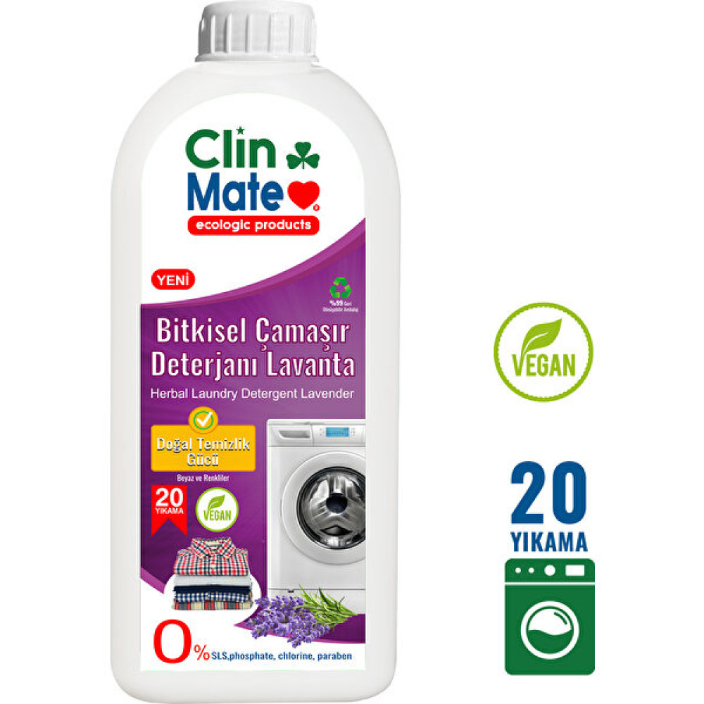 Clinmate Ekolojik Bitkisel Çamaşır Deterjanı Lavanta 750 ml 20YK Çamaşır Deterjanı Fiyatı