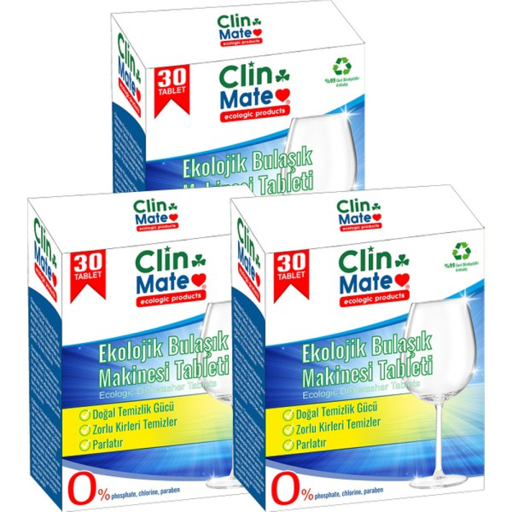 Clinmate Ekolojik Bulaşık Makinesi Tablet Deterjanı 3 Lü Set 90 Yıkama Bulaşık Yıkama Fiyatı