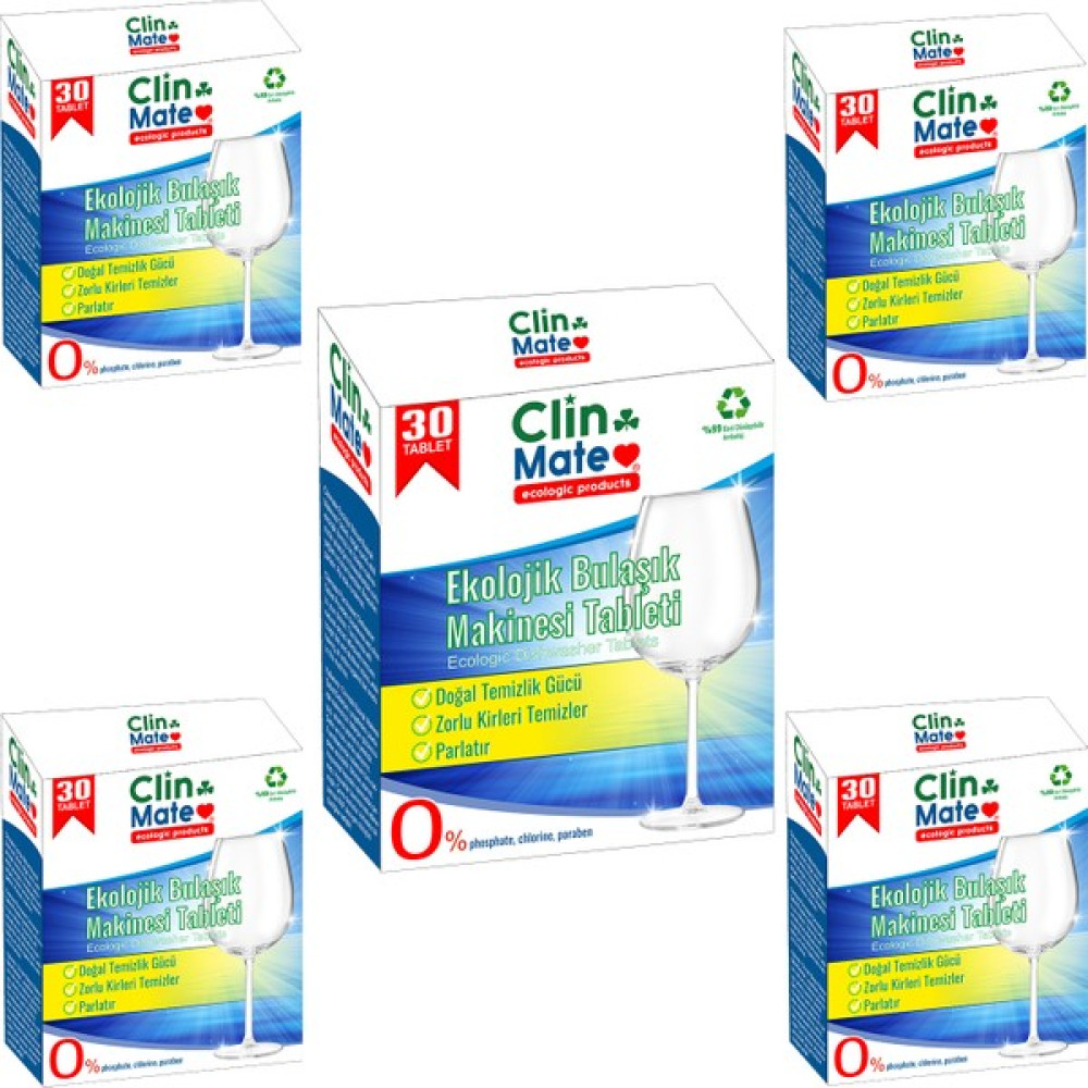 Clinmate Ekolojik Bulaşık Makinesi Tablet Deterjanı 5’li Set 150 Yıkama Bulaşık Yıkama Fiyatı