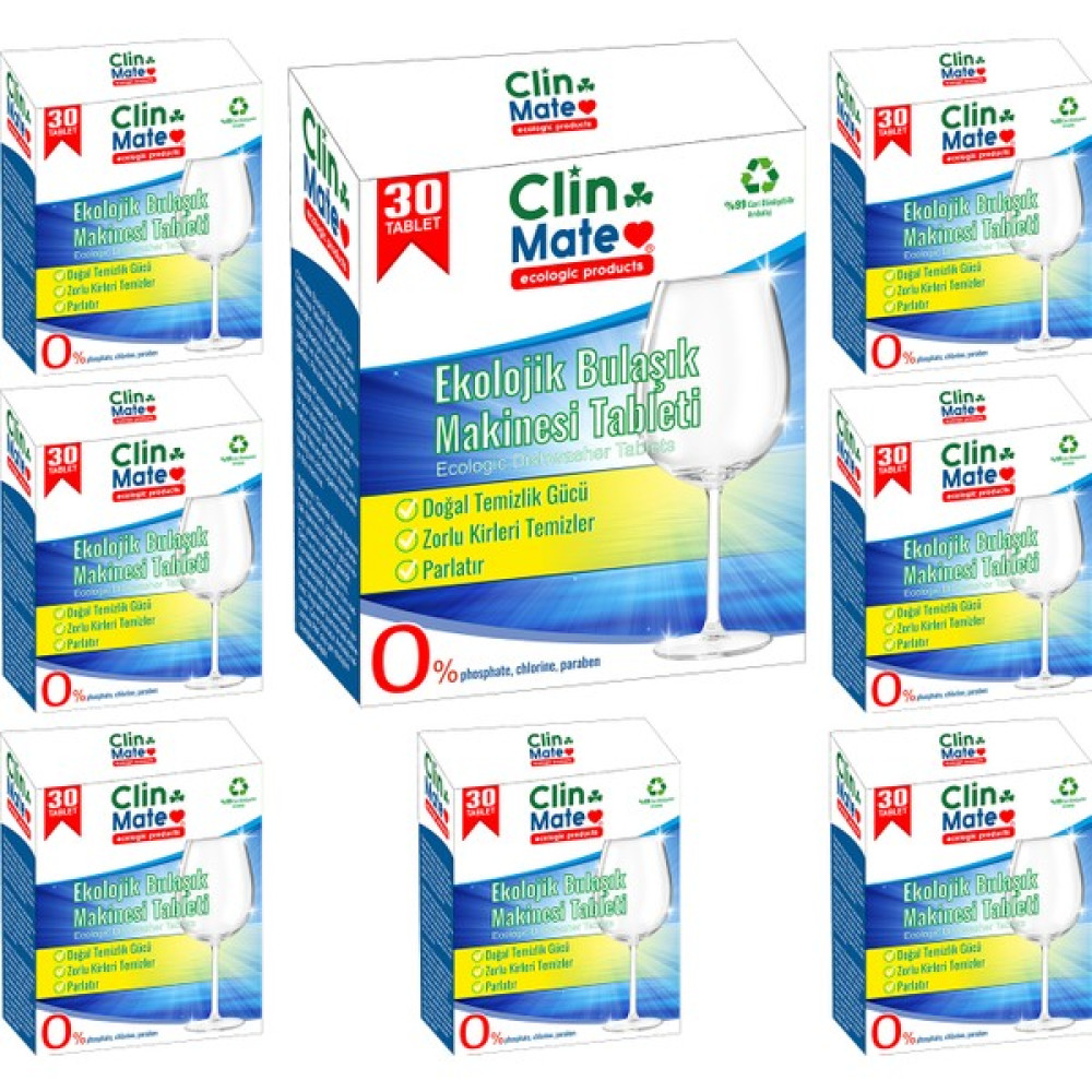 Clinmate Ekolojik Bulaşık Makinesi Tablet Deterjanı 8 Lü Set 240 Yıkama Bulaşık Yıkama Fiyatı