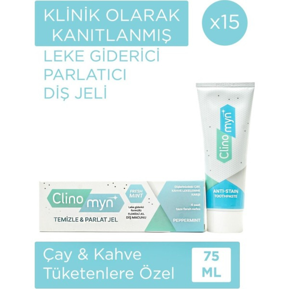 Clinomyn Fresh Temizleme Parlatma Jel Diş Macunu 75 ml x 15 Diş Macunları Fiyatı