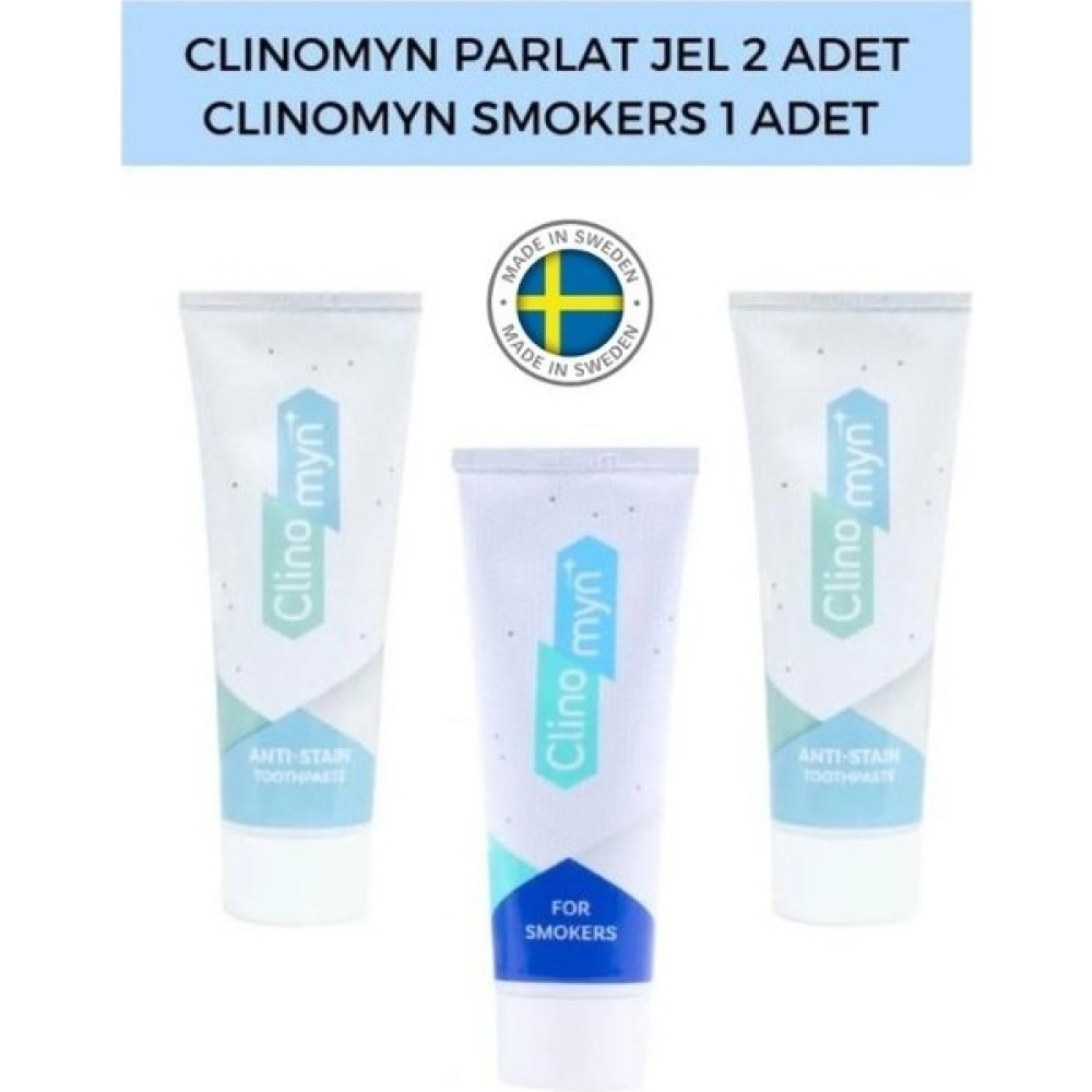 Clinomyn Smokers 75 ml + Temizle Parlat Diş Beyazlatan ve Parlatan Fresh Jel Diş Macunu 75 ml x 2 Diş Macunları Fiyatı