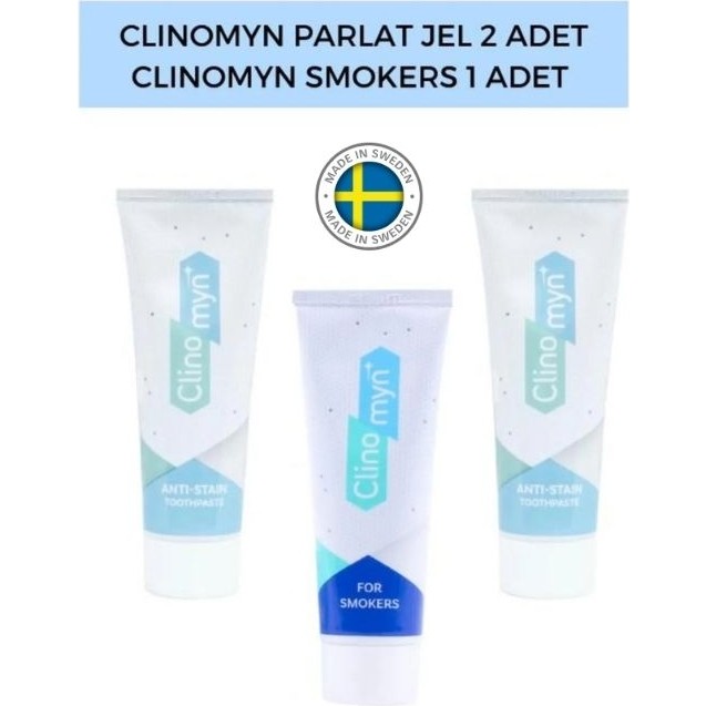 Clinomyn Smokers 75 ml + Temizle Parlat Diş Beyazlatan ve Parlatan Fresh Jel Diş Macunu 75 ml x 2 Diş Macunları Fiyatı