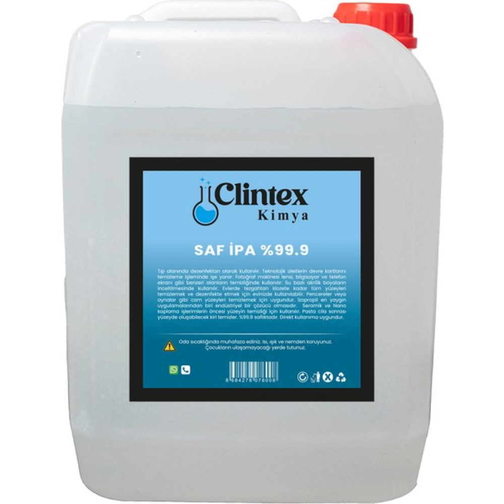 Clintex Kimya %99.9 Saf Ipa İzo Propil Yüzey Temizleyici Solvent 5 Lt Parlatıcı ve Temizleyiciler Fiyatı
