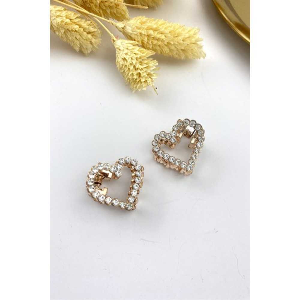 ÇLK Accessories 2 Li Taşlı Kalp Metal Mandal Toka TRTOKA9774 - Gold Toka, Taç & Saç Bandı Fiyatı
