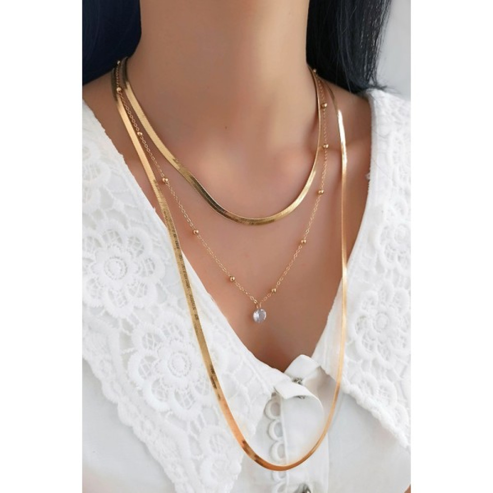 Çlk Accessories 3 Lü Italyan Zincir Kadın Kolye TRKOLYE5409 B34503 Bijuteri Kolye Fiyatı