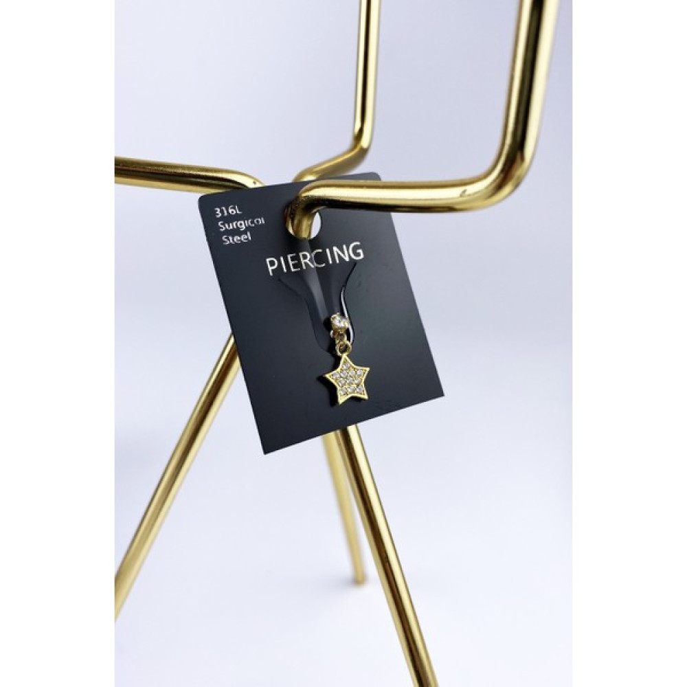 ÇLK Accessories 316 Çelik Taşlı Yıldız Figür Piercing TRPIERCING023 PIERX12001 - Sarı Altın & Gümüş Piercing Fiyatı