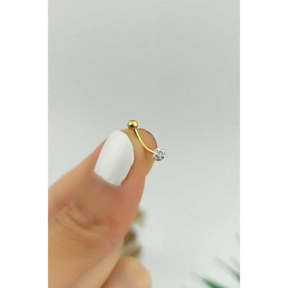 ÇLK Accessories 316 L Cerrahi Çelik Gold Taşlı Küçük Toplu Elips Piercing TRPIERCING092 PIERX200X - Sarı Altın & Gümüş Piercing Fiyatı