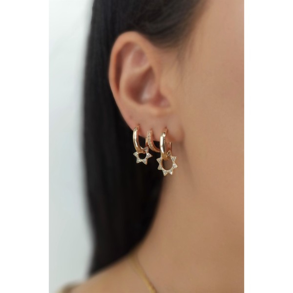 ÇLK Accessories 3'lü Güneş Küpe Kombin TRKÜPE34859 - Gold Bijuteri Küpe Fiyatı