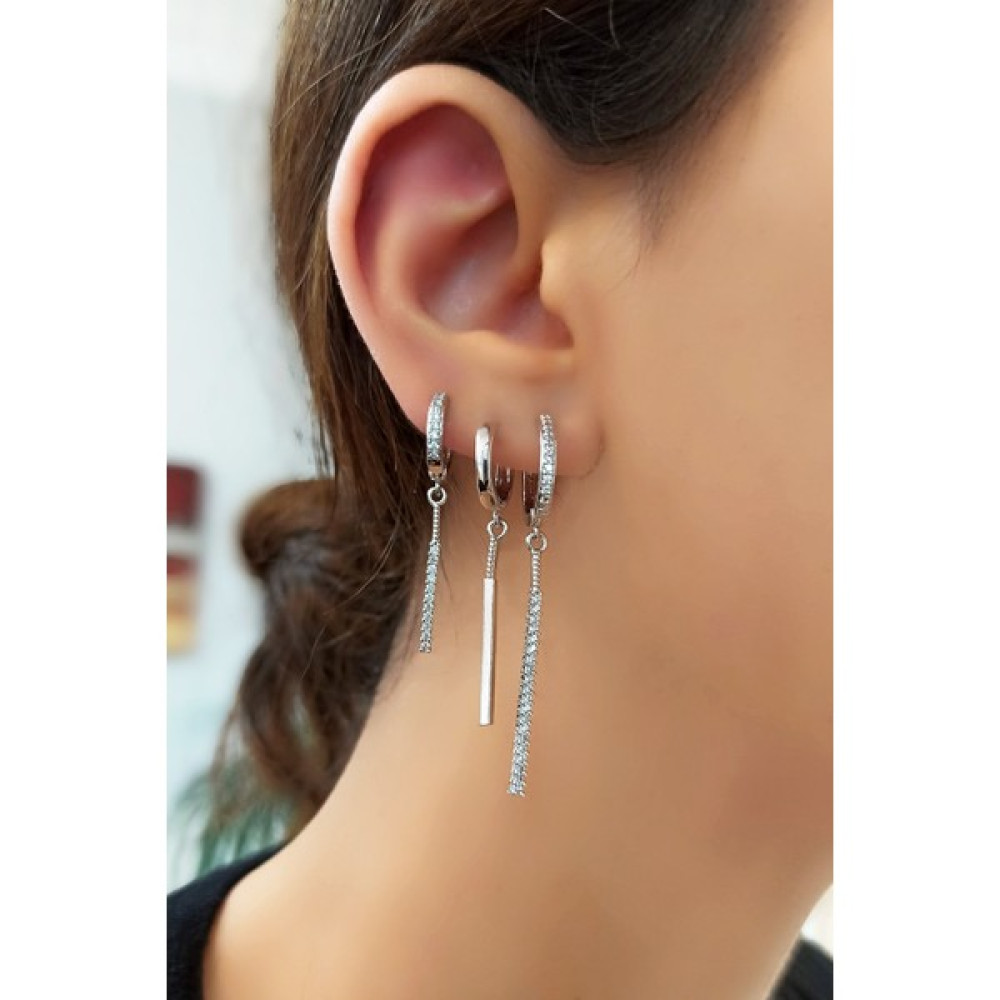 ÇLK Accessories 3'lü Taşlı Çubuk Küpe Bijuteri Küpe Fiyatı