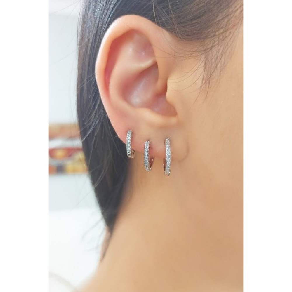ÇLK Accessories 3'lü Zirkon Taşlı Küpe B300 - Gümüş Bijuteri Küpe Fiyatı