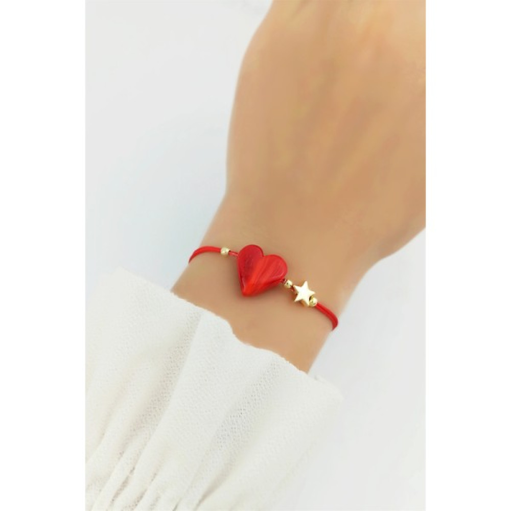 ÇLK Accessories Asansörlü Ip Kalp Bileklik TRBILEK70292 - Kırmızı Saat ve Bileklik Aksesuarı Fiyatı