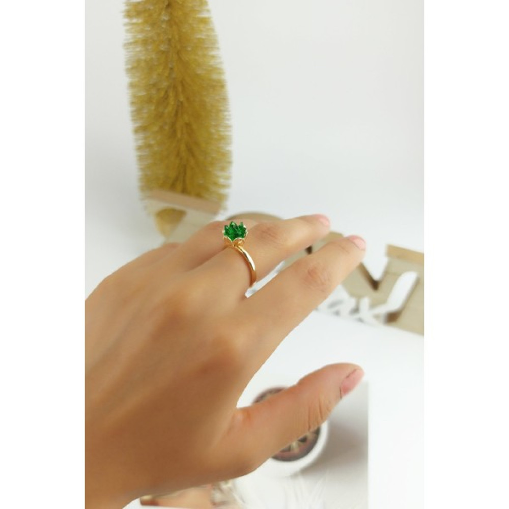 ÇLK Accessories Ayarlanabilir Lotus Çiçeği Yüzük Y250 - Standart - Yeşil Bijuteri Yüzük Fiyatı