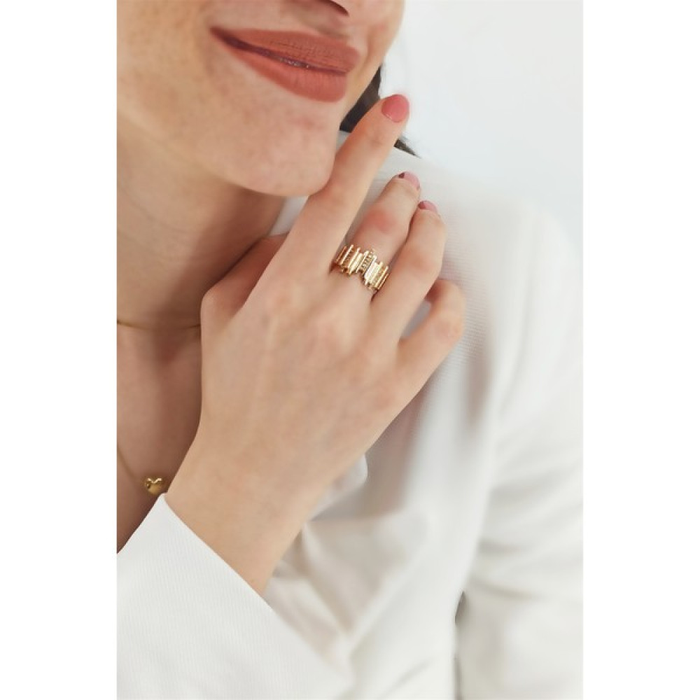 ÇLK Accessories Ayarlanabilir Taşlı Çubuk Yüzük TRYÜZÜK1274 - Gold - Standart Bijuteri Yüzük Fiyatı