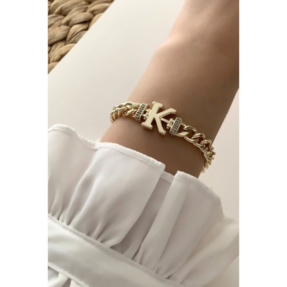 ÇLK Accessories Gold K Harf Bileklik TRBILEK7577 B34003 Saat ve Bileklik Aksesuarı Fiyatı