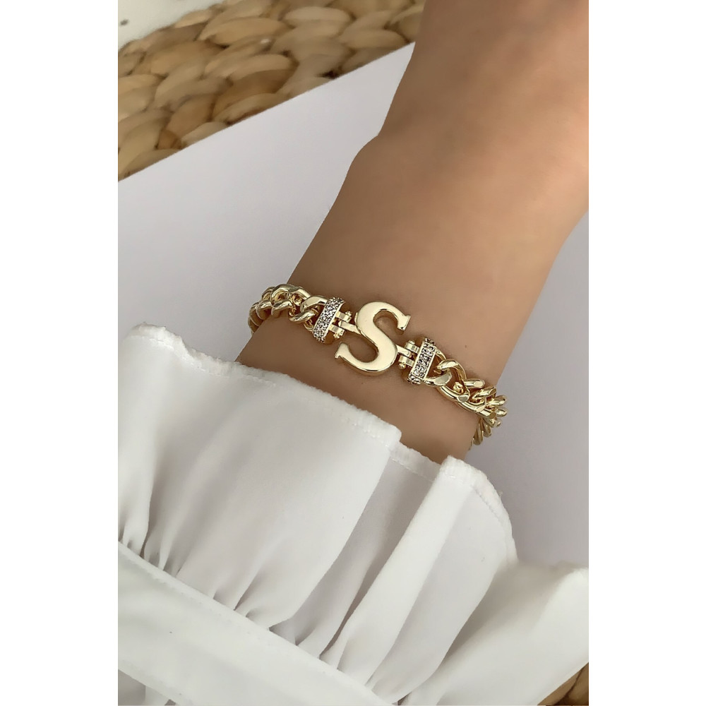 Çlk Accessories Gold S Harf Bileklik Trbilek7544 B34003 Çelik Bilezik Fiyatı