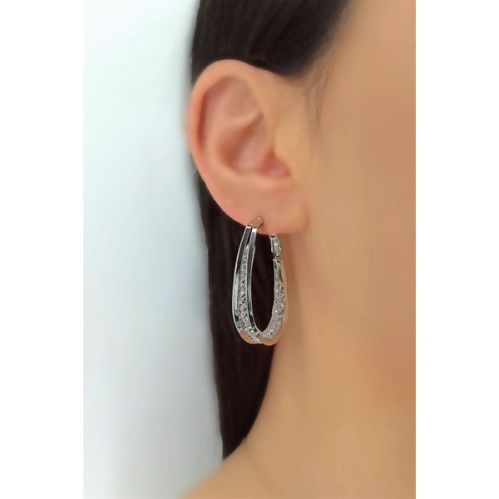 ÇLK Accessories Içi Taşlı Halka Küpe TRKÜPE35169 - Gümüş Bijuteri Küpe Fiyatı