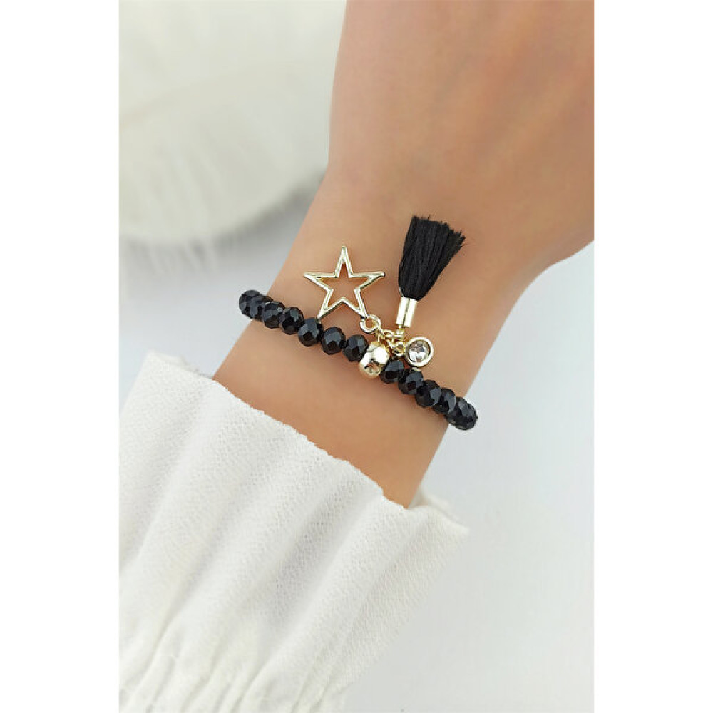 ÇLK Accessories Misinalı Kristal Boncuk Bileklik TRBILEK70190 - Siyah Saat ve Bileklik Aksesuarı Fiyatı