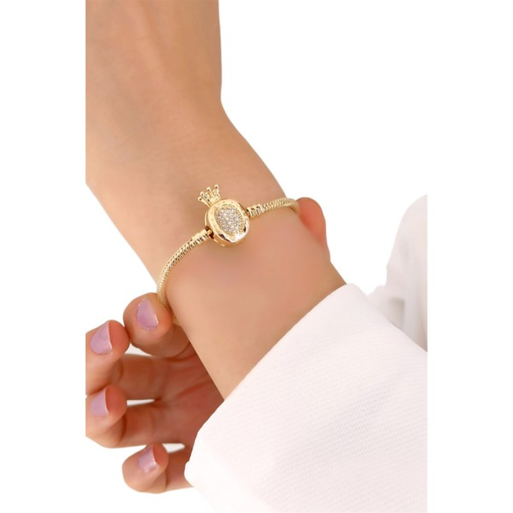 ÇLK Accessories Pandora Model Bileklik Taşlı Queen Bileklik - Gold Saat ve Bileklik Aksesuarı Fiyatı