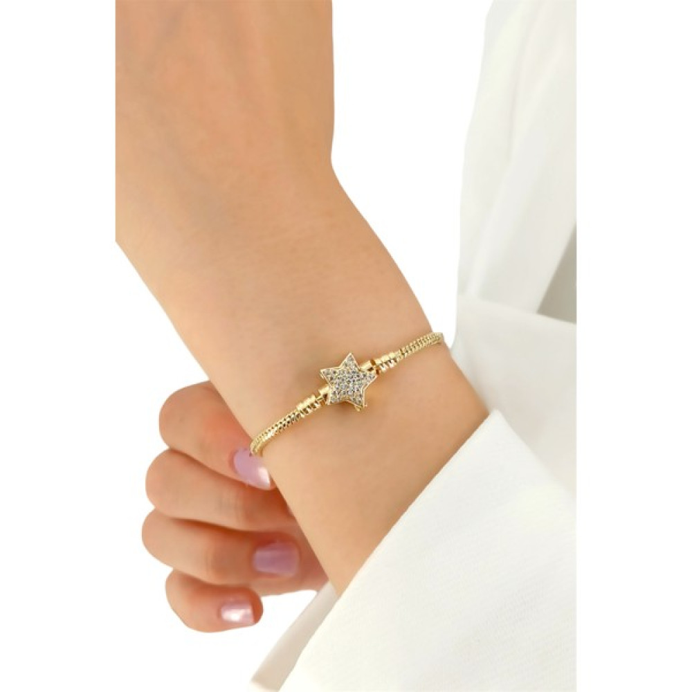 ÇLK Accessories Pandora Model Bileklik Taşlı Yıldız Bileklik - Gold Saat ve Bileklik Aksesuarı Fiyatı
