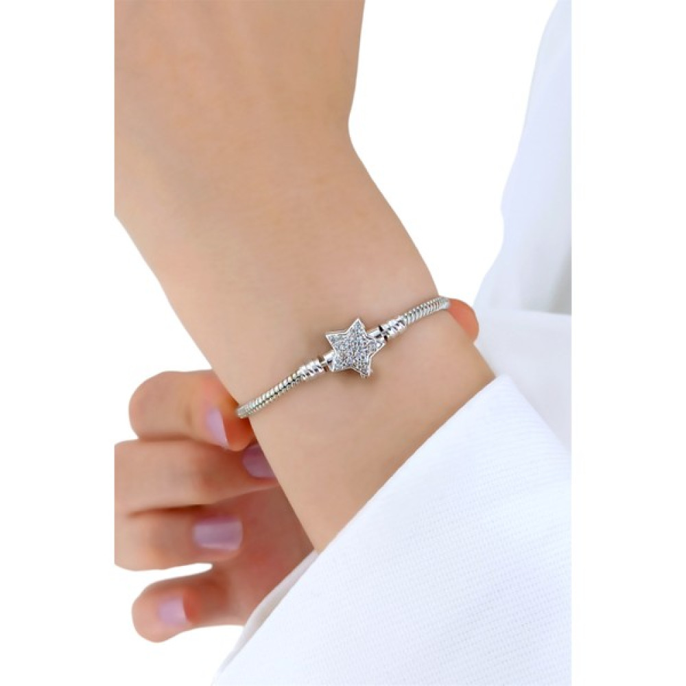 ÇLK Accessories Pandora Model Bileklik Taşlı Yıldız Bileklik - Gümüş Saat ve Bileklik Aksesuarı Fiyatı