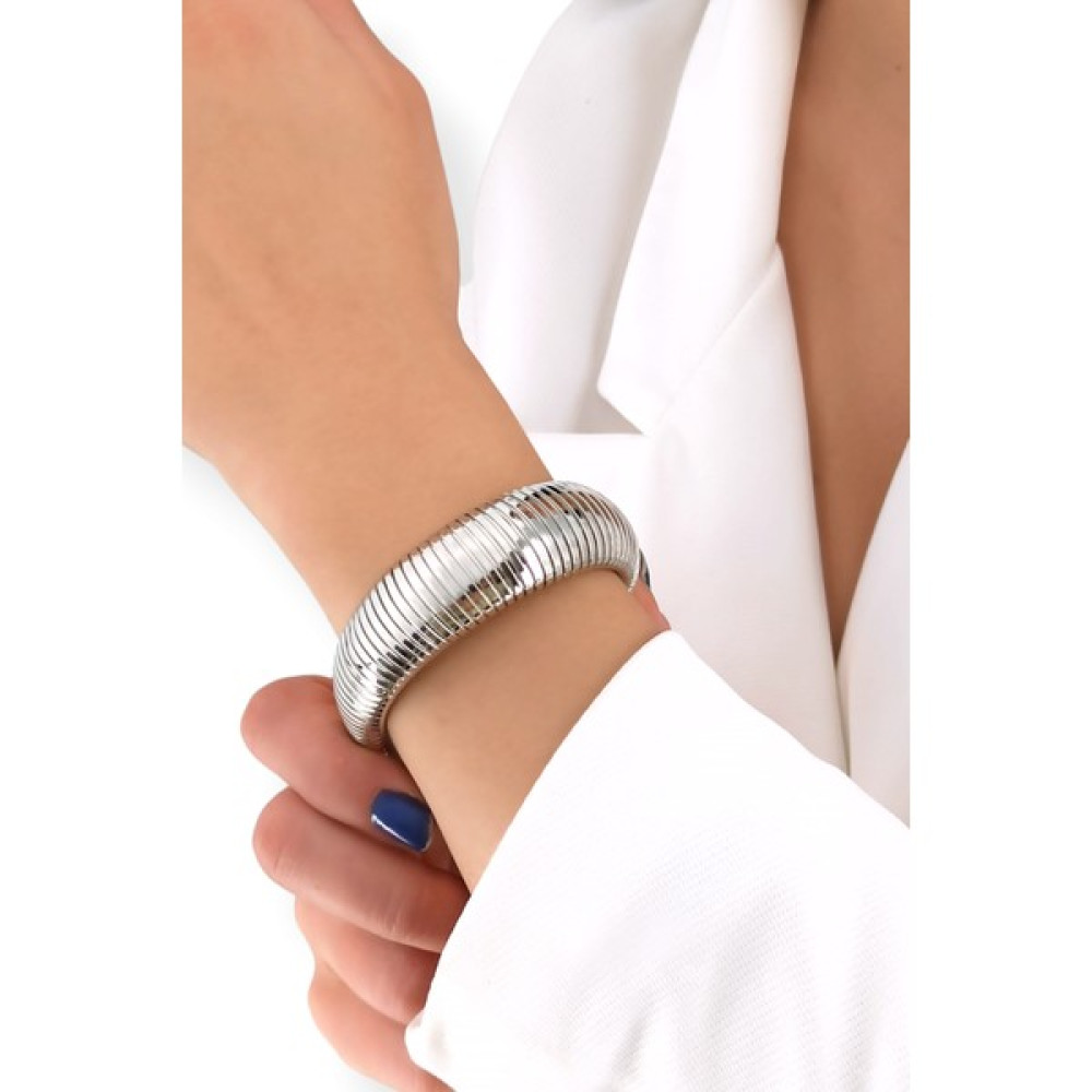 ÇLK Accessories Premium Tırtıklı Kalın Bileklik Model - Gümüş Saat ve Bileklik Aksesuarı Fiyatı