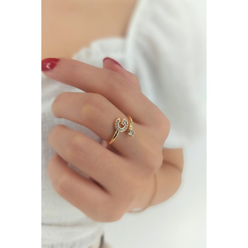 ÇLK Accessories Taşlı G Harf Yüzük Taşlıharfyüzükg - Standart Bijuteri Yüzük Fiyatı