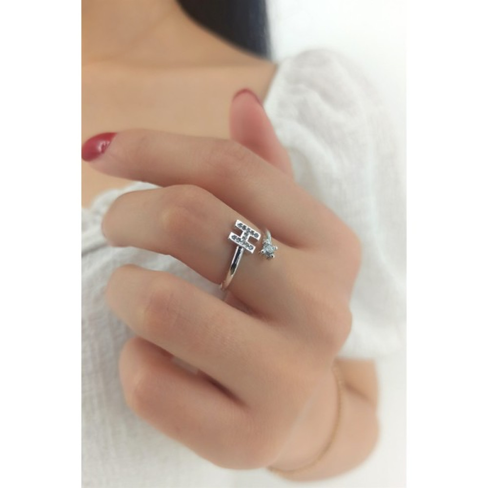 ÇLK Accessories Taşlı H Harf Yüzük Taşlıharfyüzükh - Gümüş - Standart Bijuteri Yüzük Fiyatı