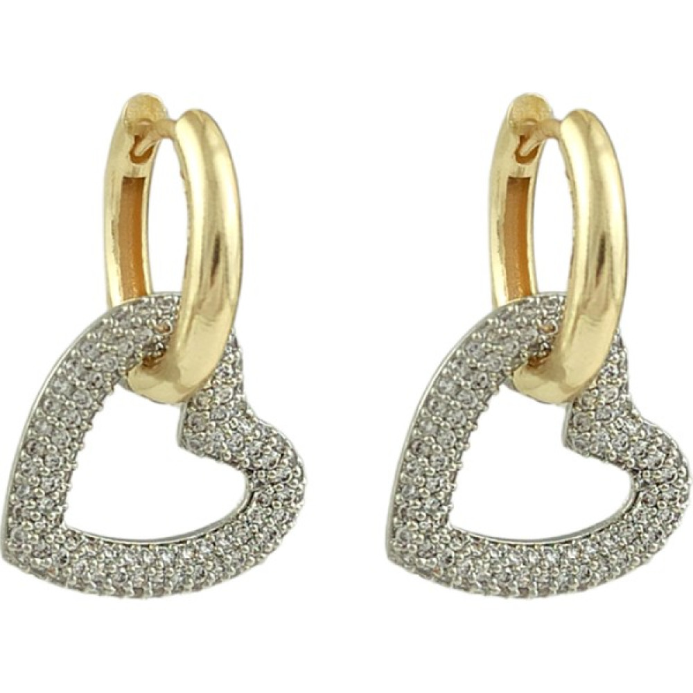 ÇLK Accessories Taşlı Kalp Halka Küpe TRKÜPE35180 - Gold Bijuteri Küpe Fiyatı