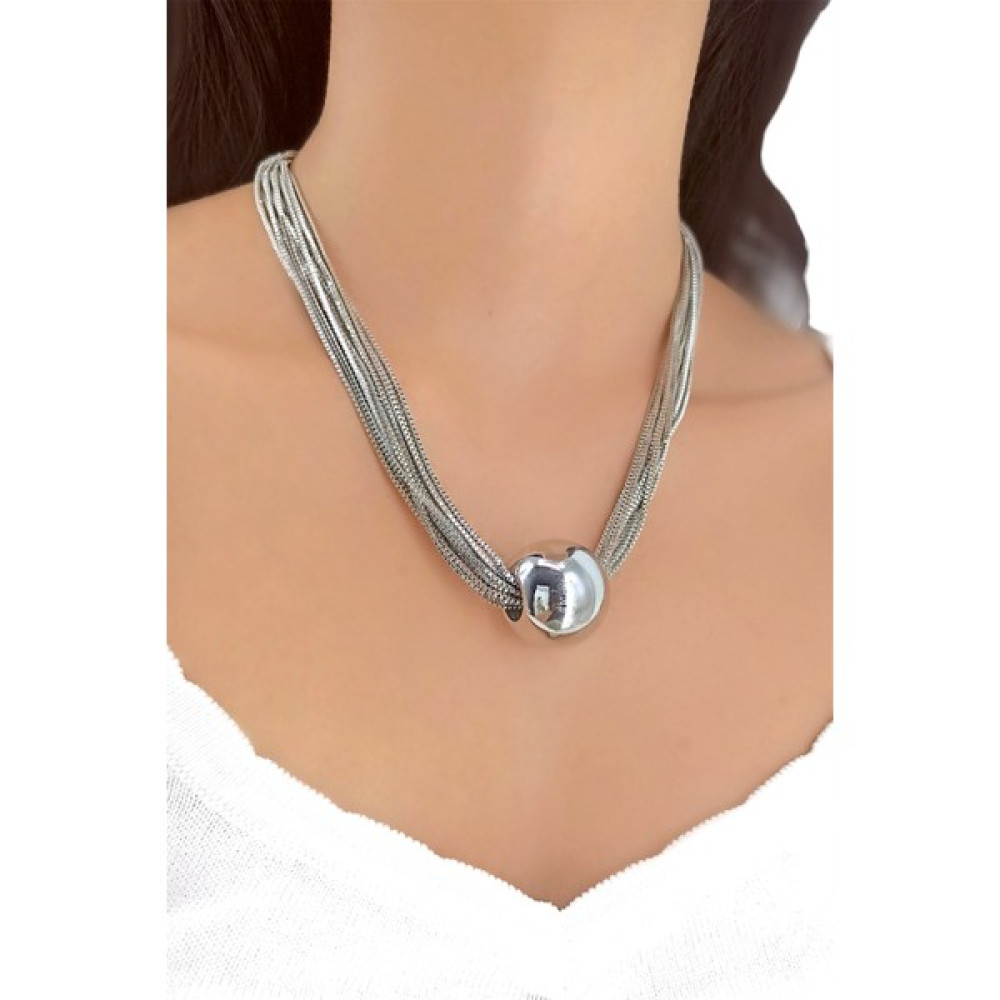 ÇLK Accessories Topcuk Kolye Çoklu Ray Zincir - Gümüş - Standart Bijuteri Kolye Fiyatı