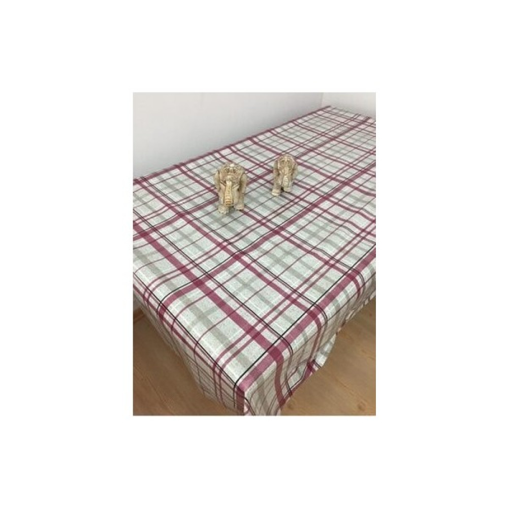 Clk Home Astarlı Silinebilir Pvc Muşamba Masa Örtüsü 162-B - 140 cm - Krem - Bordo Masa Örtüsü Fiyatı