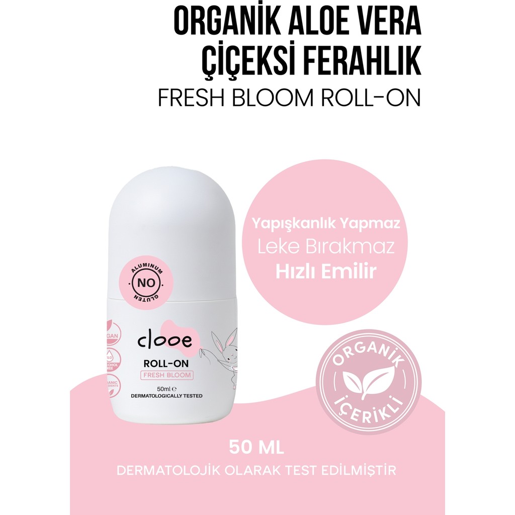 Clooe Vegan Alüminyum ve Alkol Içermeyen Organik Aloe Veralı Hassas Cilt Uyumlu Karatma Yapmayan Ter Kokusu Giderici Yapışkanlık Bırakmayan Ferahla... Diğer Fiyatı