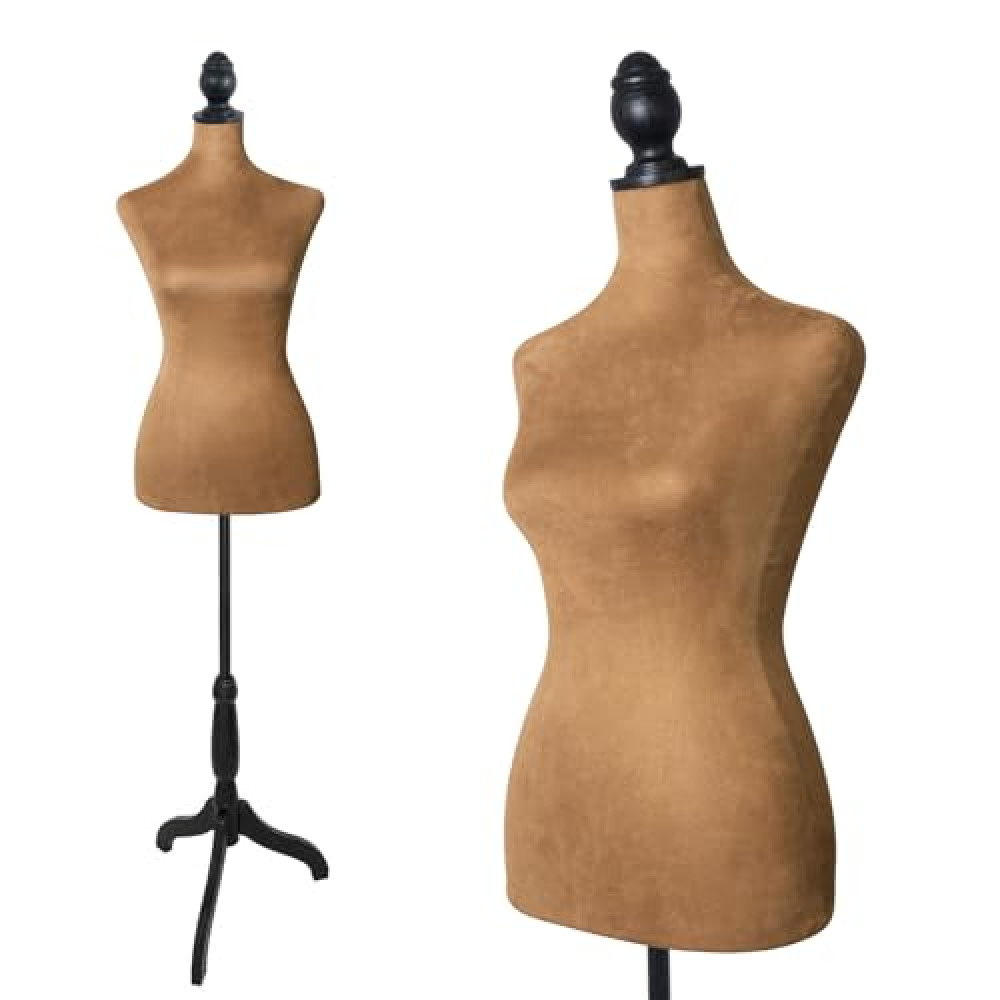 Clothing Mannequin Female, Maniquine Dress Form 58-67 Inch Height Adjustable, Manikin Body Tripod Stand Brown