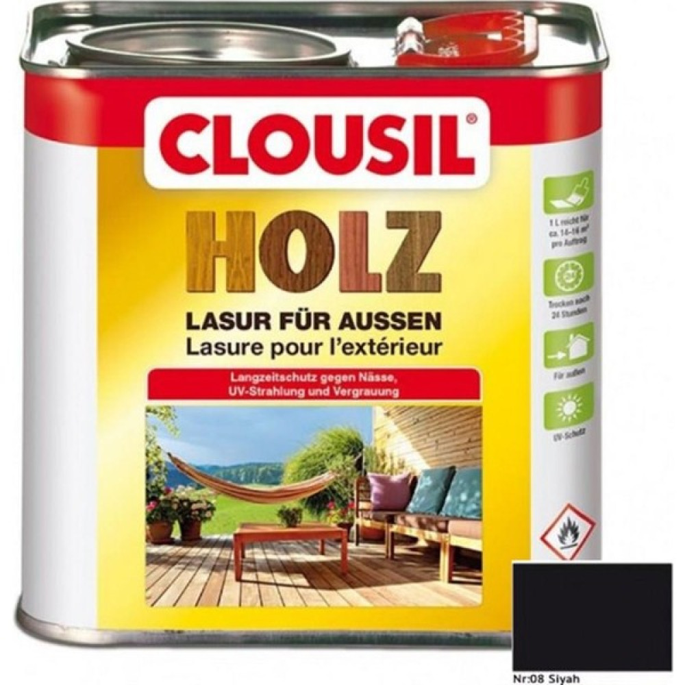 CLOU Solvent Bazlı Ahşap Koruyucular 2,5ltCLOU Nr:08 Siyah Slv Bazlı Ahşap Koruyucu 2,5lt Boyalar & Boyacı Aletleri Fiyatı