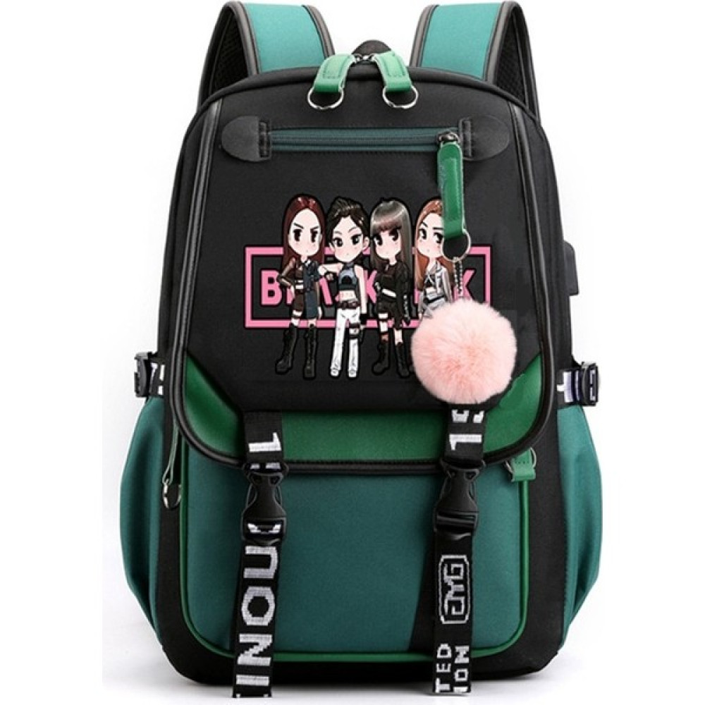 Cloud Gshopper Blackpink Teması Aynı Yıldız Sırt Çantası USB Şarjı (Yurt Dışından) - Açık Yeşil Okul Çantası Fiyatı