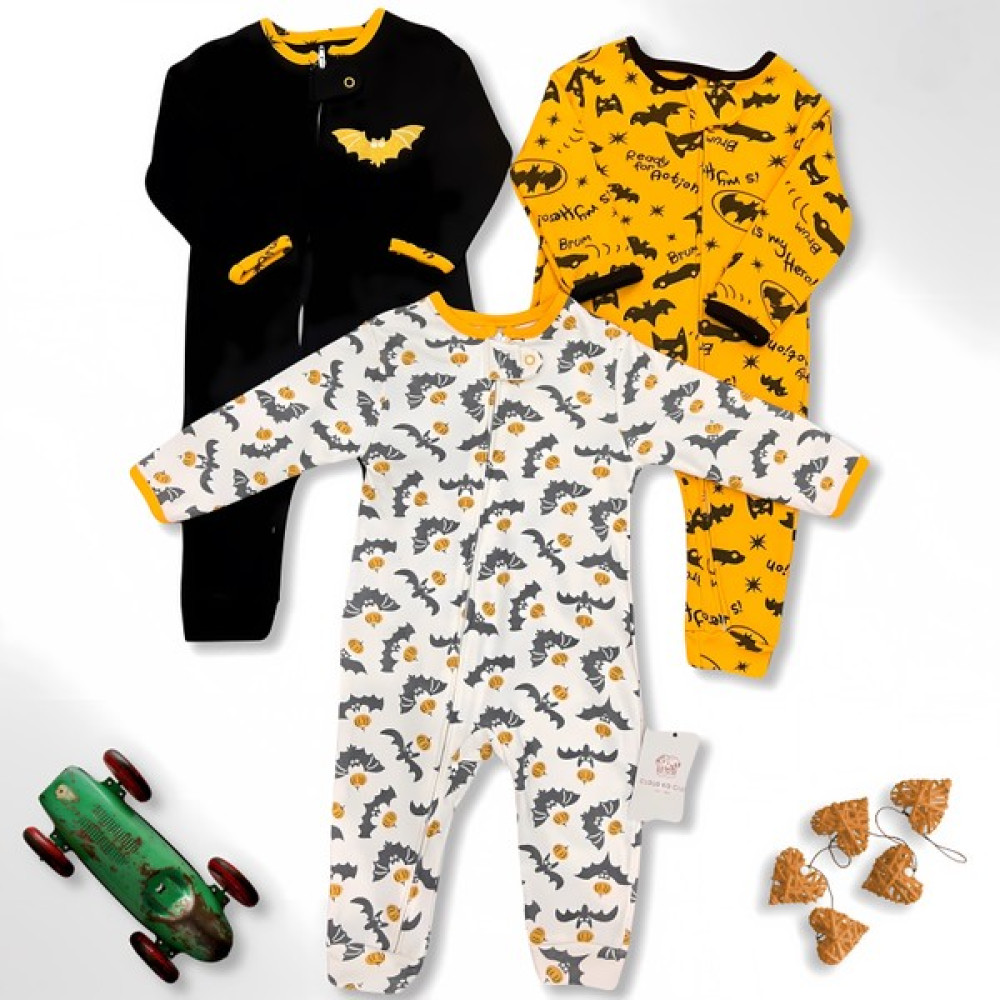 Cloud Kid Club Cloudkidclub Sevimli Batman %100 Doğal Pamuk 3'lü Bebek Tulum 0-18 Ay (Unisex) Bebek Tulumu Fiyatı