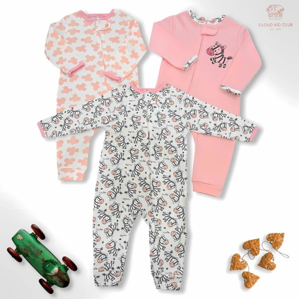 Cloud Kid Club Cloudkidclub Sevimli Zebra %100 Doğal Pamuk 3'lü Bebek Tulum 0-18 Ay (Unisex) Bebek Tulumu Fiyatı