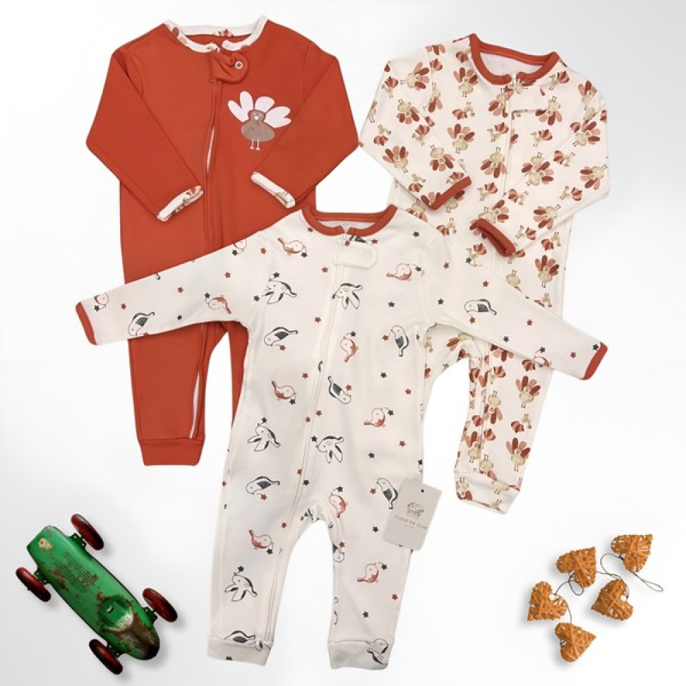 Cloud Kid Club Sevimli Kuş %100 Doğal Pamuk 3'lü Bebek Tulum 0-18 Ay (Unisex) Bebek Tulumu Fiyatı
