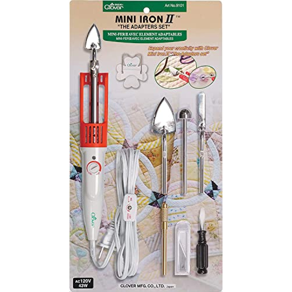 Clover Mini Iron II"The Adapter Set" for Sewing Quilting & Crafting #9101