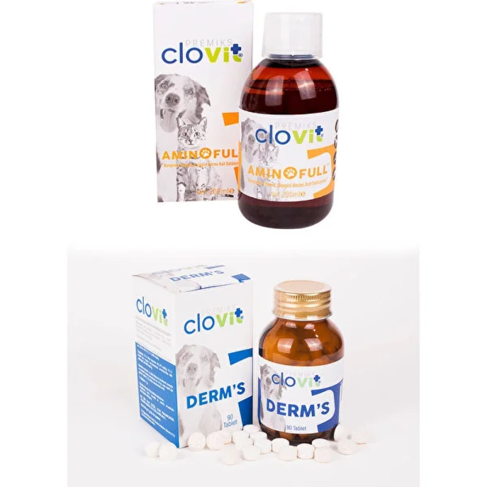 Clovit Köpek Aminofull + Clovit Köpek Derm's Avantajlı 2'li Set 8680434202700 Evcil Hayvan Ürünleri Fiyatı