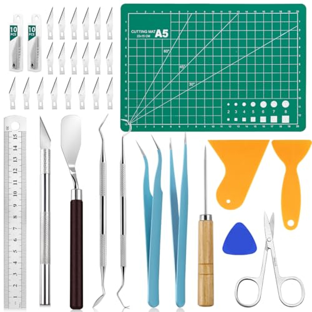 CLOYAN 33pcs Weeding Tools for Vinyl Set, Precision Craft Vinyl Weeding Tools Kit for Scrapbooking, Weeding Vinyl, DIY Art Work Cutting, Lettering, Splicing.