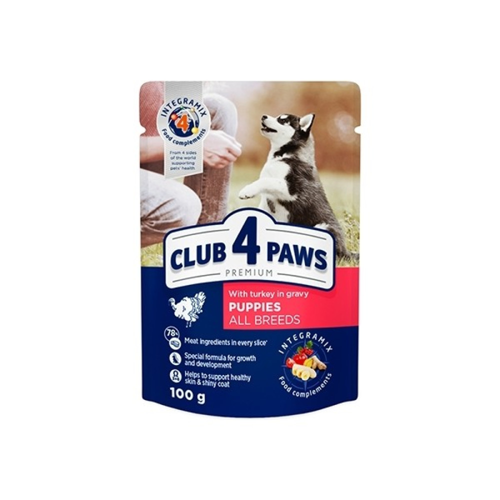 Club 4 Paws D6319-CLUB4PAWS Hindili Pouch Yavru Köpek Maması 100 gr Evcil Hayvan Ürünleri Fiyatı