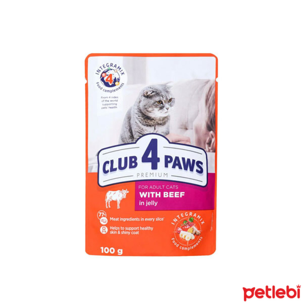 Club4Paws Premium Pouch Jöle İçinde Dana Etli Yetişkin Kedi Konservesi 100gr Evcil Hayvan Ürünleri Fiyatı
