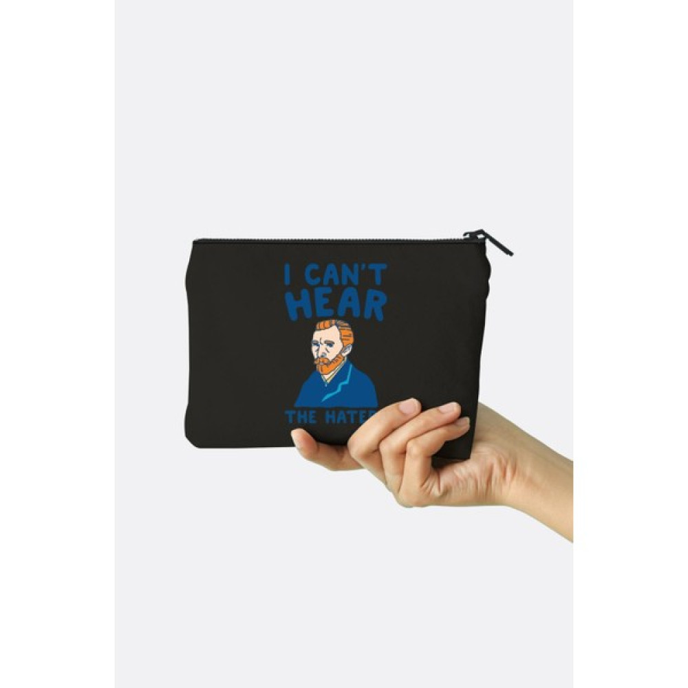 Clutch I Can't Hear Baskılı Siyah Kanvas Makyaj Çantası Oto Boyaları Fiyatı