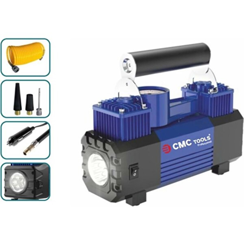 Cmc Tools Çift Piston 12V 150 Psı Hava Kompresörü Mini Oto ve Motorlar Çakmaklık Girişli Hava Kompresörü Fiyatı